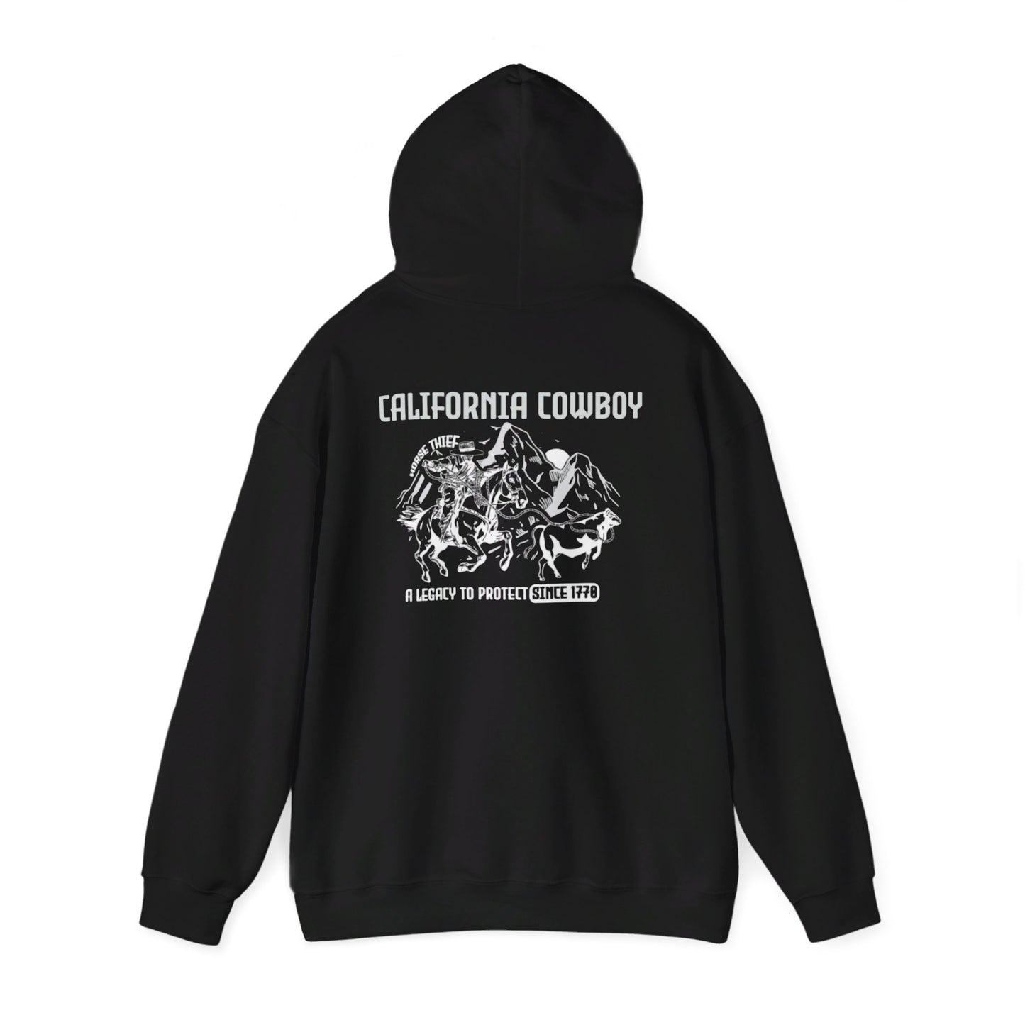 California Cowboy: A Legacy to Protect since 1770, High Sierra (Dark Colored) Pouch Hoodies