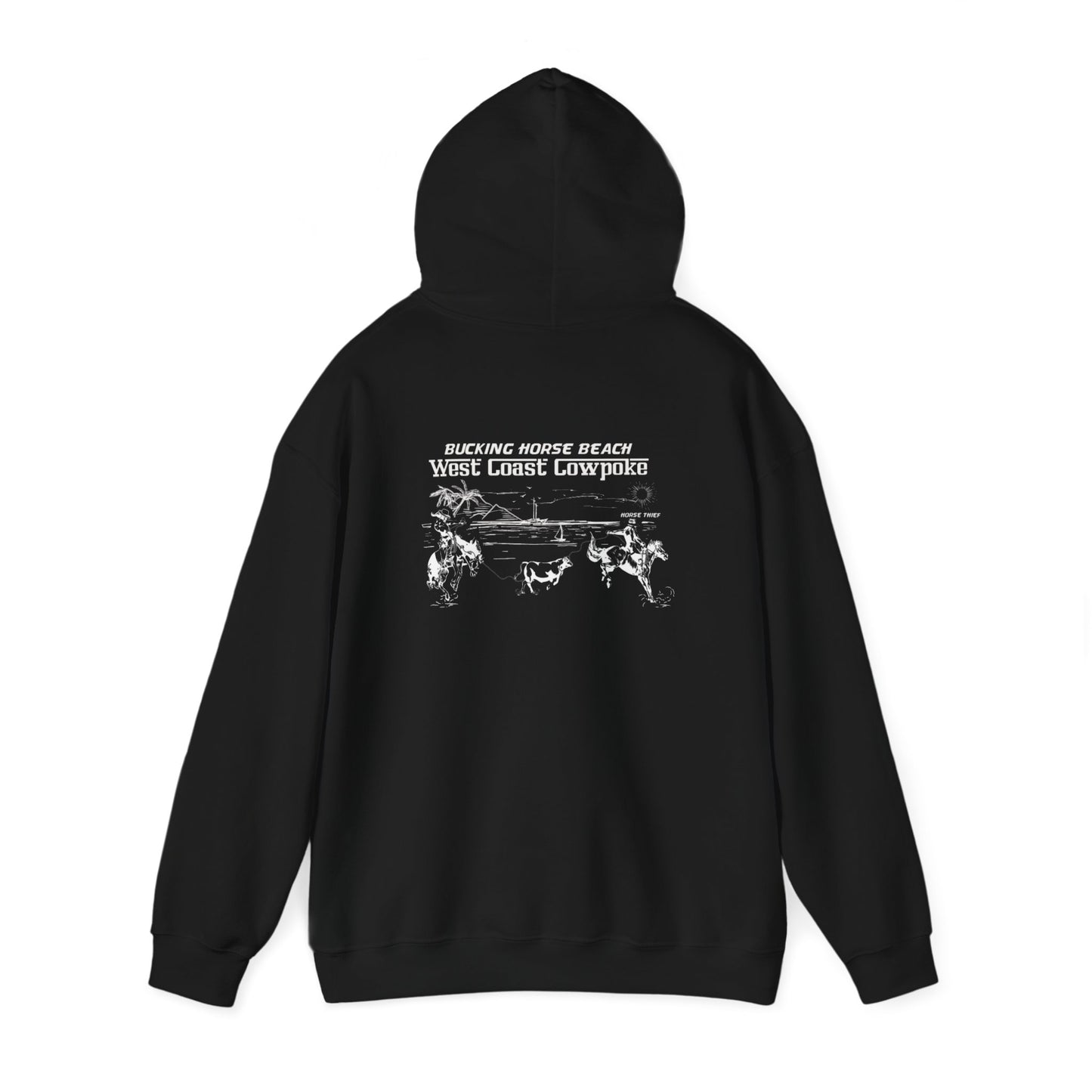 Bucking Horse Beach, West Coast Cowpoke "Simplified Design" (Dark Hoodie)