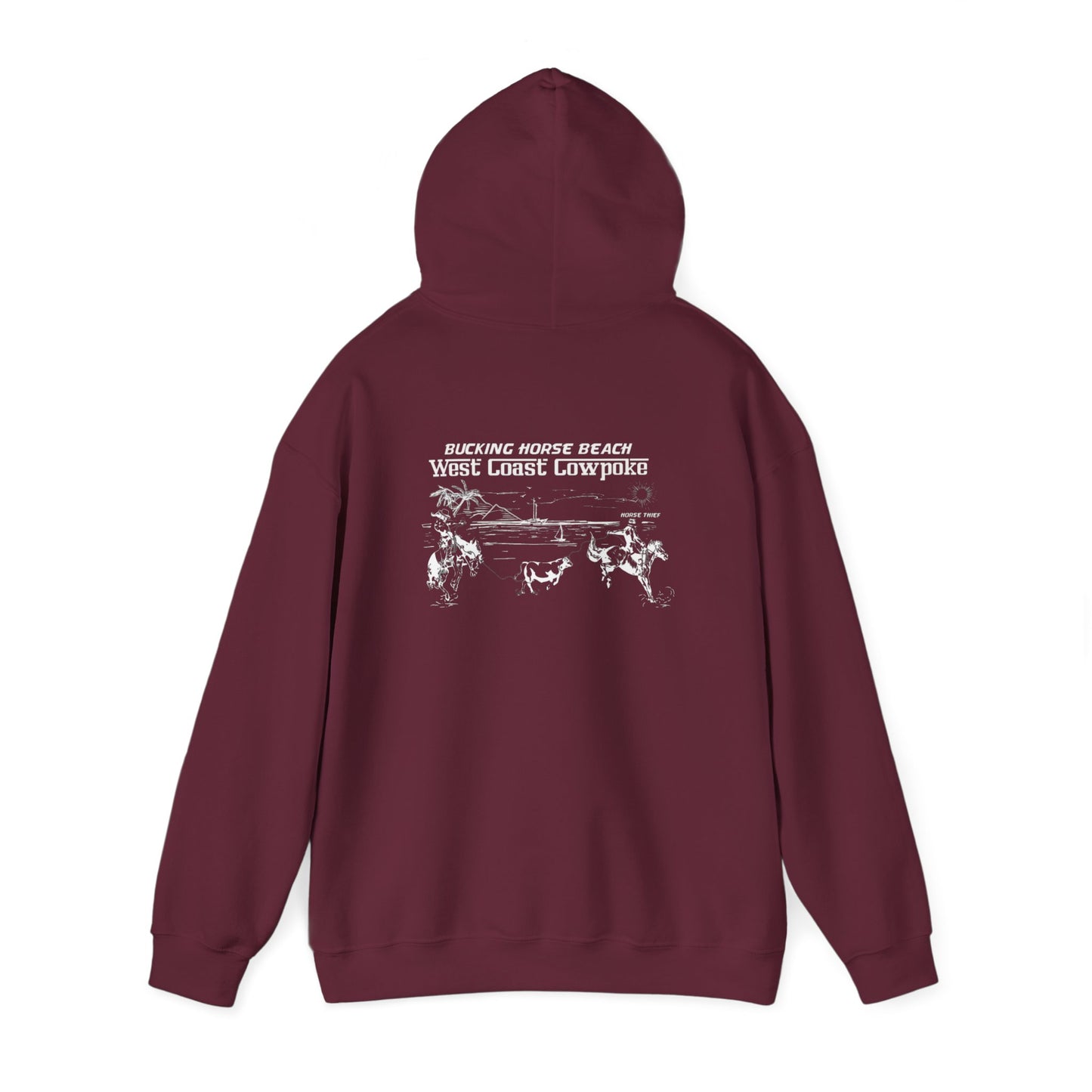 Bucking Horse Beach, West Coast Cowpoke "Simplified Design" (Dark Hoodie)