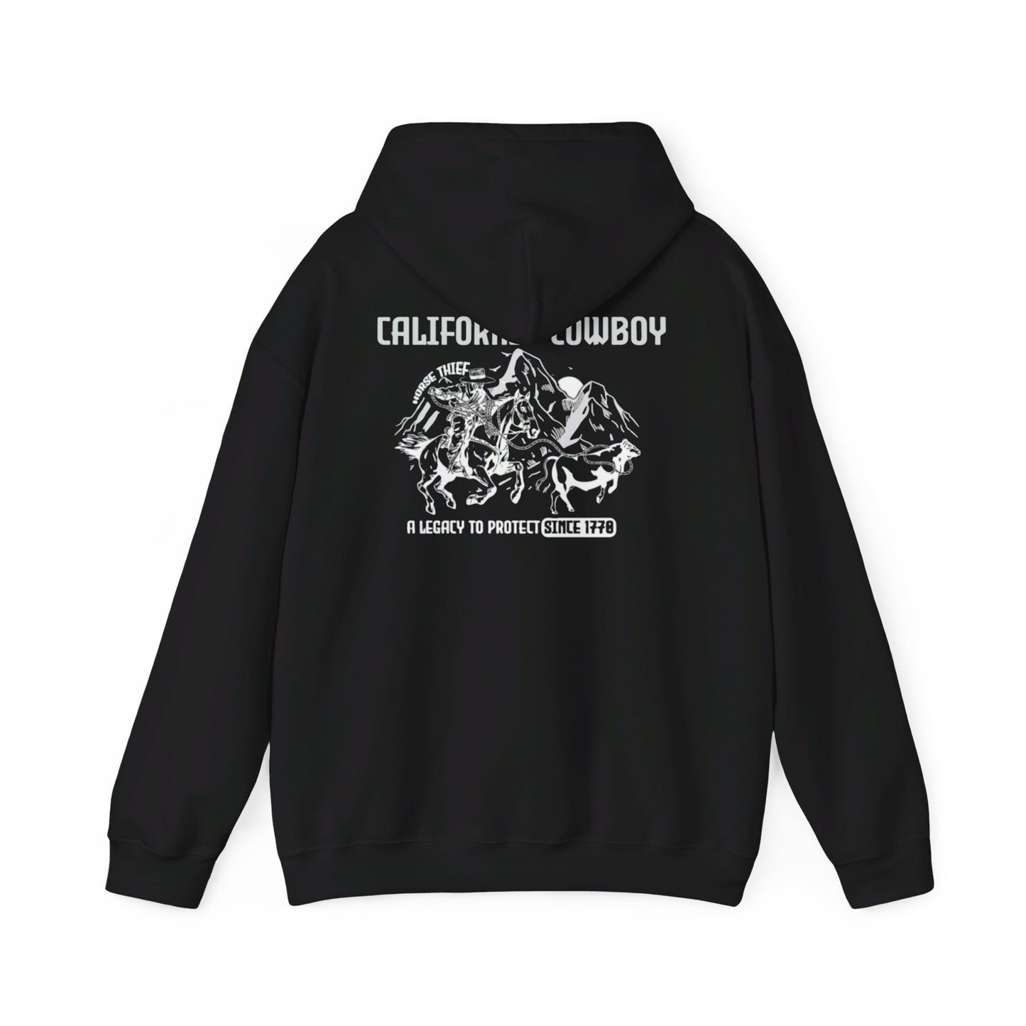 California Cowboy: A Legacy to Protect since 1770, High Sierra (Dark Colored) Pouch Hoodies