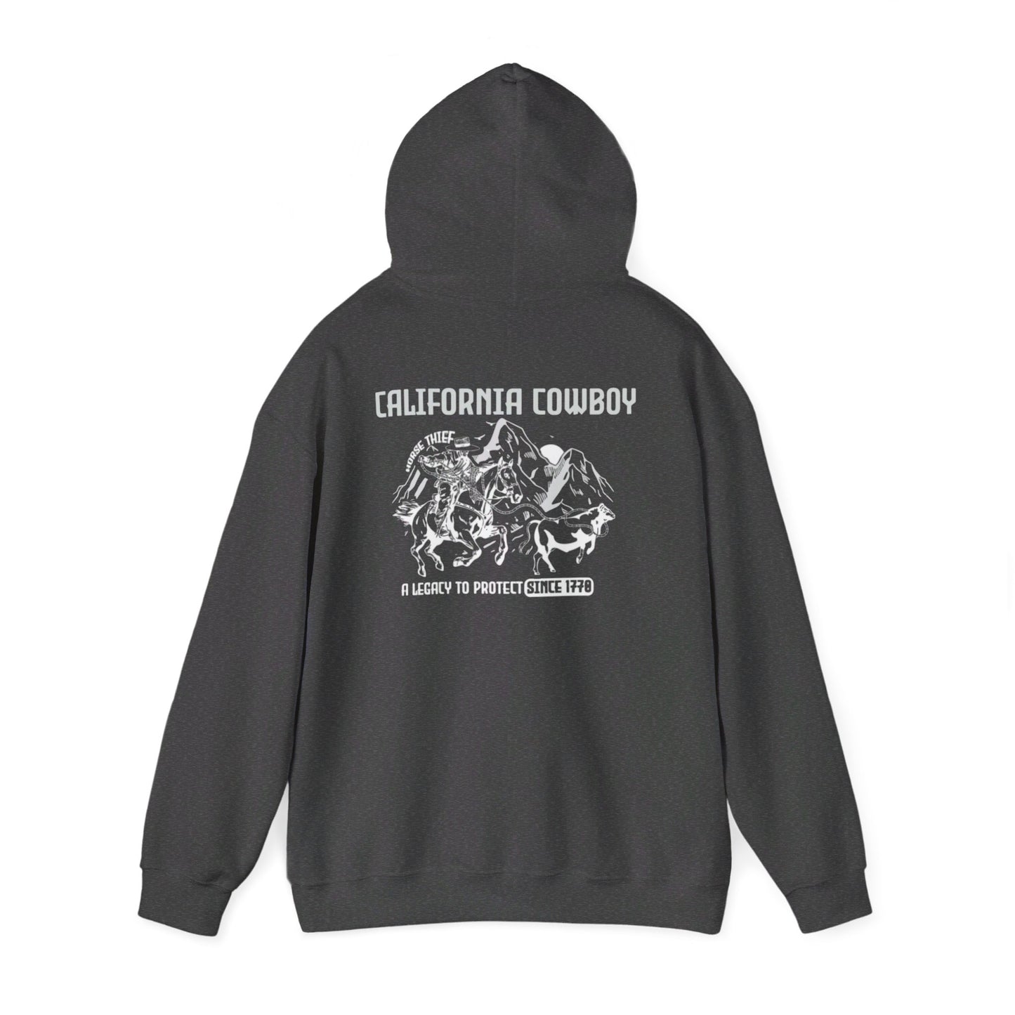 California Cowboy: A Legacy to Protect since 1770, High Sierra (Dark Colored) Pouch Hoodies