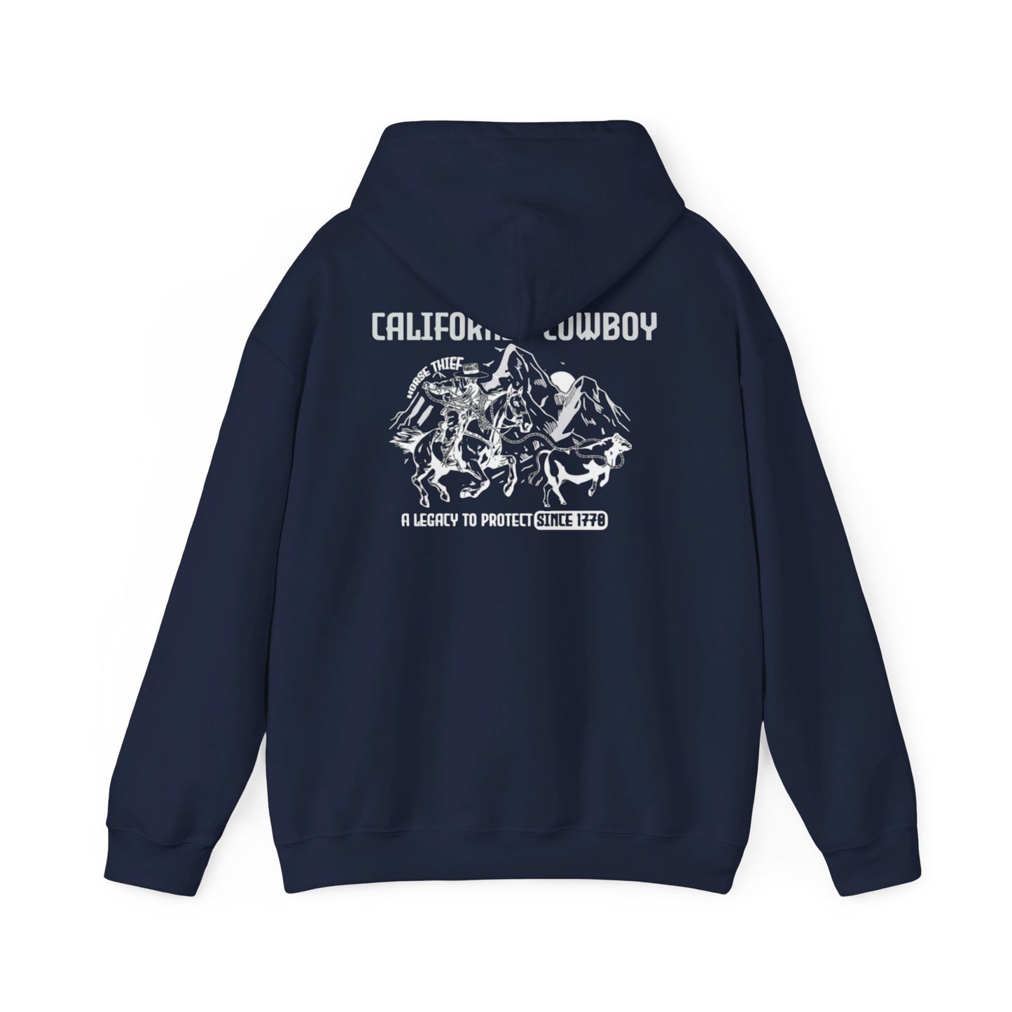 California Cowboy: A Legacy to Protect since 1770, High Sierra (Dark Colored) Pouch Hoodies
