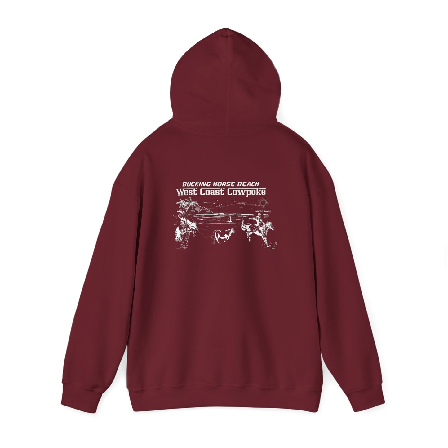 Bucking Horse Beach, West Coast Cowpoke "Simplified Design" (Dark Hoodie)