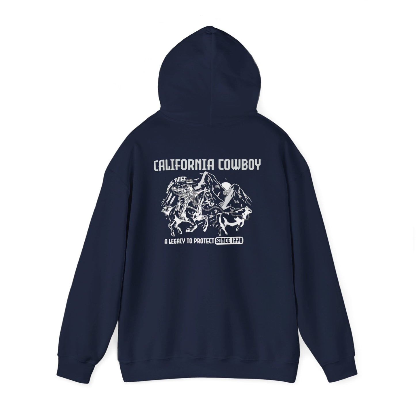 California Cowboy: A Legacy to Protect since 1770, High Sierra (Dark Colored) Pouch Hoodies