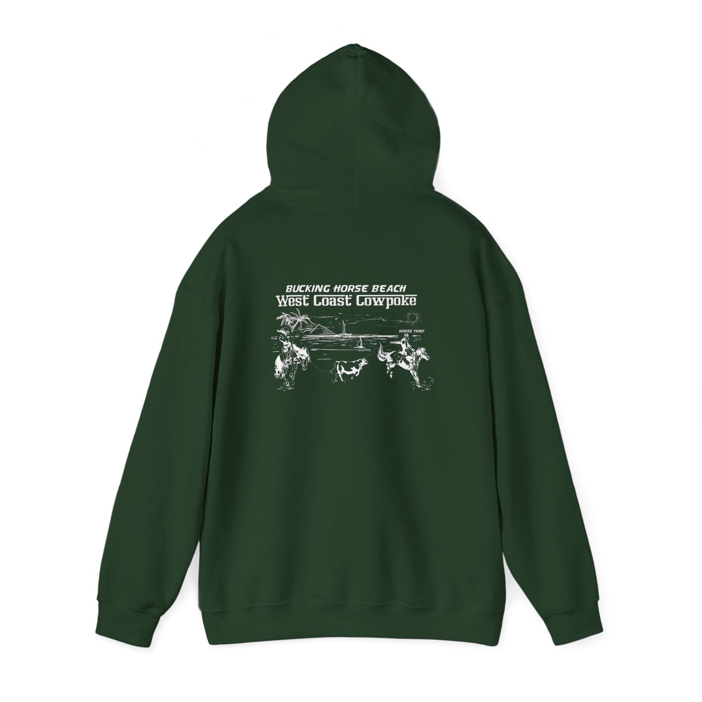 Bucking Horse Beach, West Coast Cowpoke "Simplified Design" (Dark Hoodie)